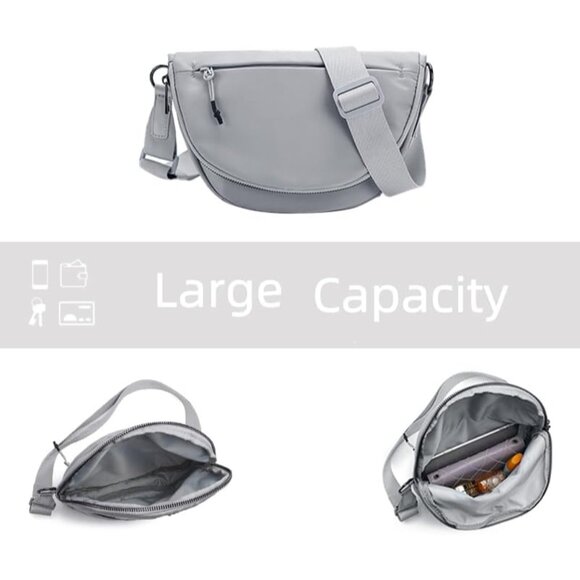 Unisex Nylon Shoulder Bag Medium Waterproof Lightweight Adjustable Strap - Picture 3 of 6